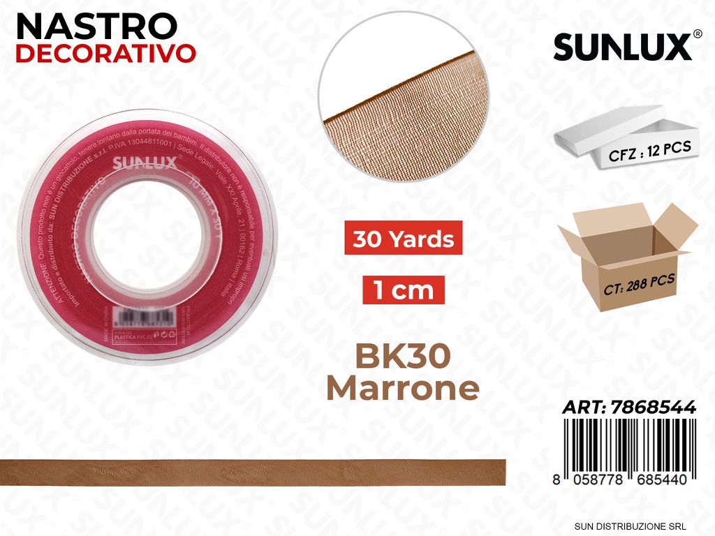 Nastro Decorativo Org. BK30 Marrone 30Y*1CM