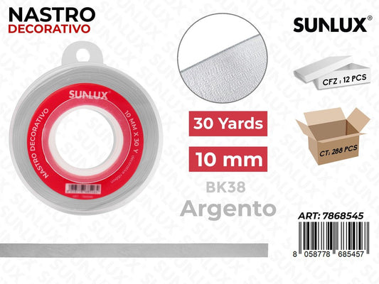 Nastro Decorativo Org. BK38 Argento 30Y*10MM