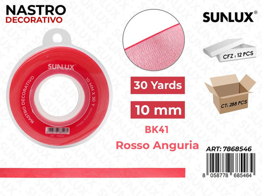 Nastro Decorativo Org. BK41 Rosso Ang. 30Y*10MM