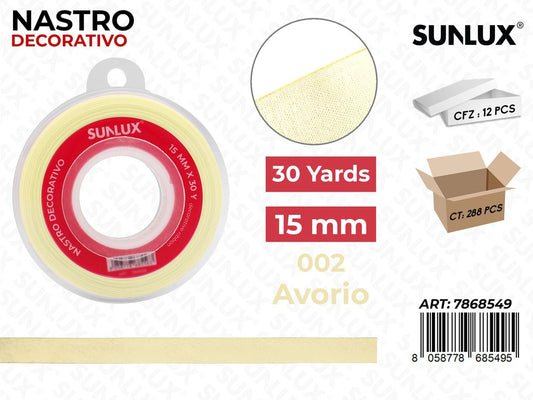 Nastro Decorativo Org. 1002 Avorio 30Y*15MM