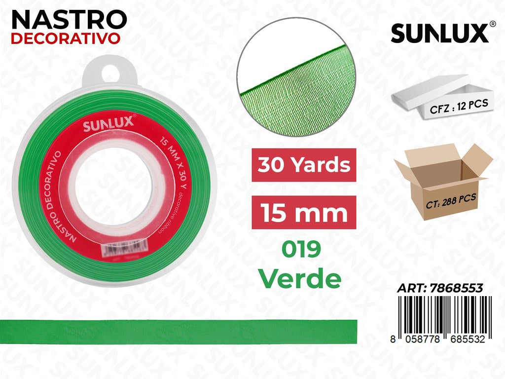 Nastro Decorativo Org. 019 Verde 30Y*15MM