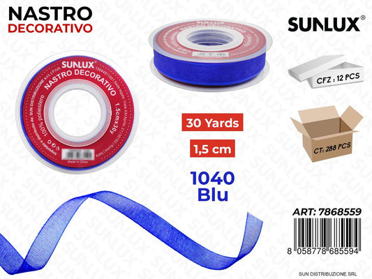 Nastro Decorativo Org. 1040 Blu 30Y*1.5CM