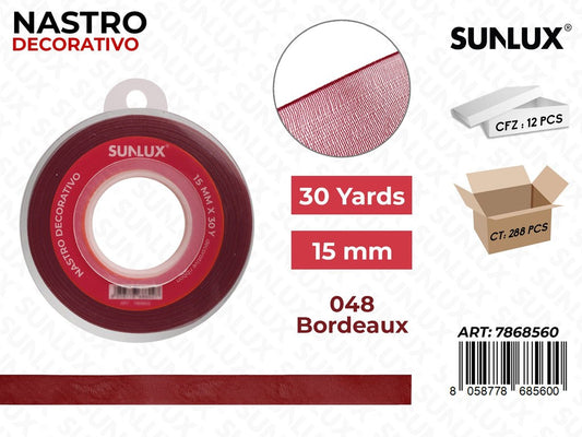 Nastro Decorativo Org. 1048 Bordeaux 30Y*1.5CM