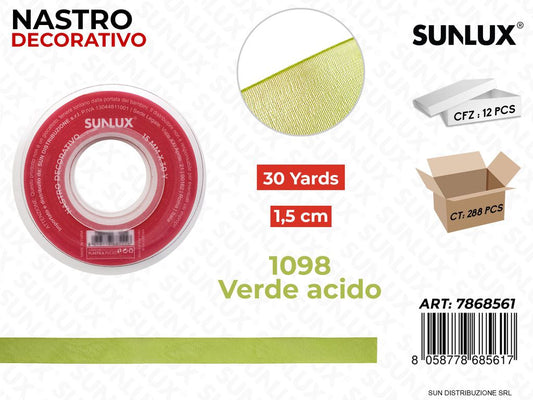 Nastro Decorativo Org. 1098 Verde Ac. 30Y*1.5CM