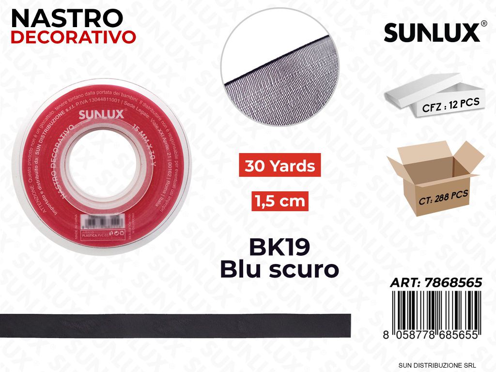 Nastro Decorativo Org. BK19 Blu Sc. 30Y*1.5CM