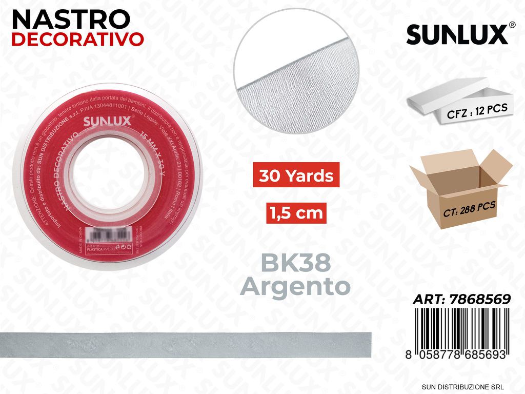Nastro Decorativo Org. BK38 Arg. 30Y*1.5CM