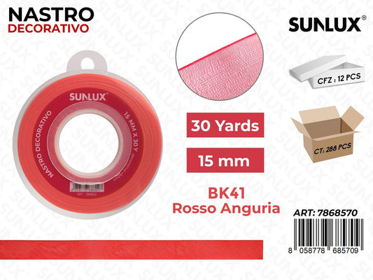 Nastro Decorativo Org. BK41-260 Rosso Anguria 30Y*1.5CM