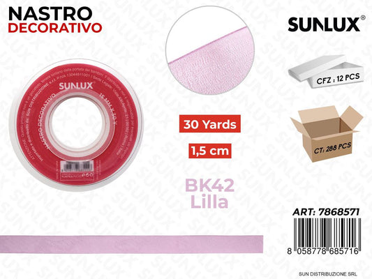 Nastro Decorativo Org. BK42 Lilla 30Y*1.5CM