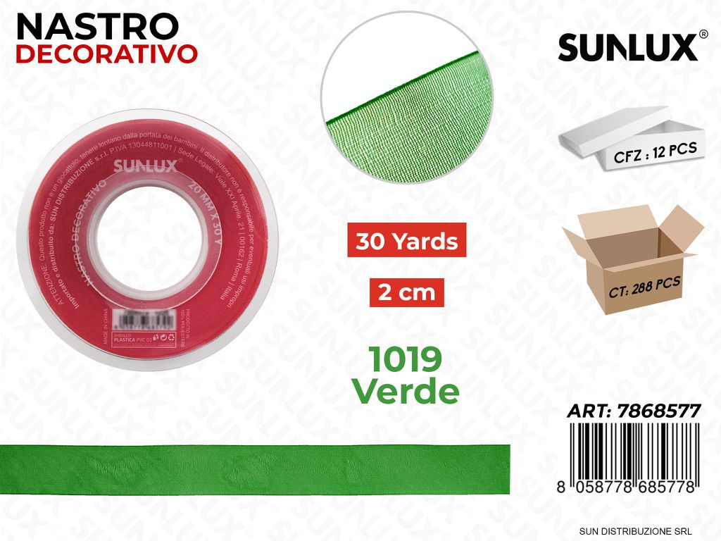 Nastro Decorativo Org. 019 Verde 30Y*2CM