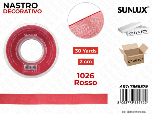 Nastro Decorativo Org. 1026 Rosso 30Y*2CM