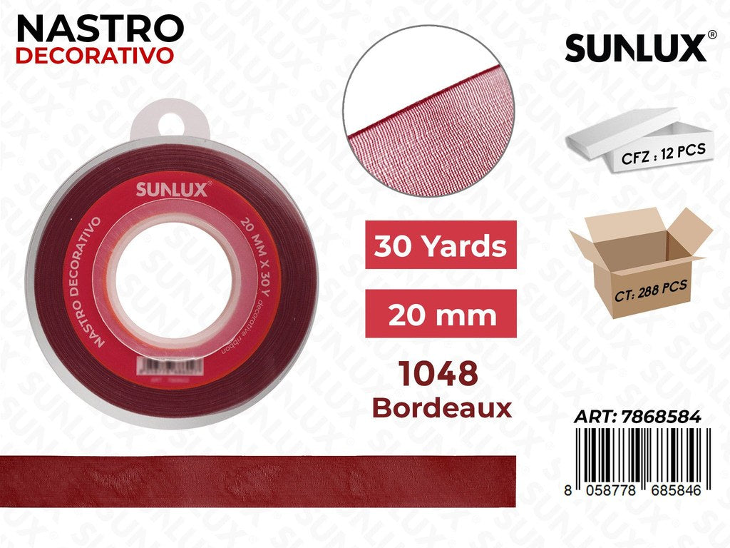 Nastro Decorativo Org. 1048 Bordeaux 30Y*2CM