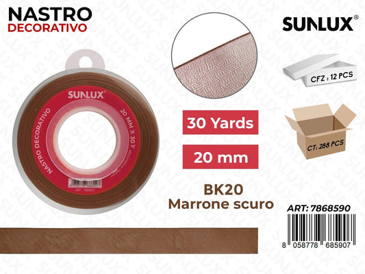 Nastro Decorativo Org. BK20 Marrone Sc. 30Y*2CM