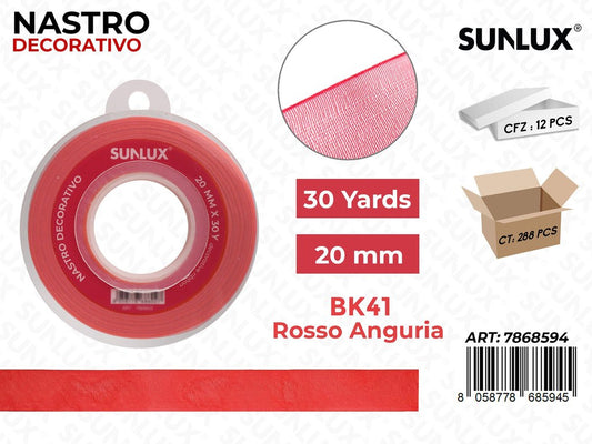 Nastro Decorativo Org. BK41 Rosso Anguria 30Y*2CM