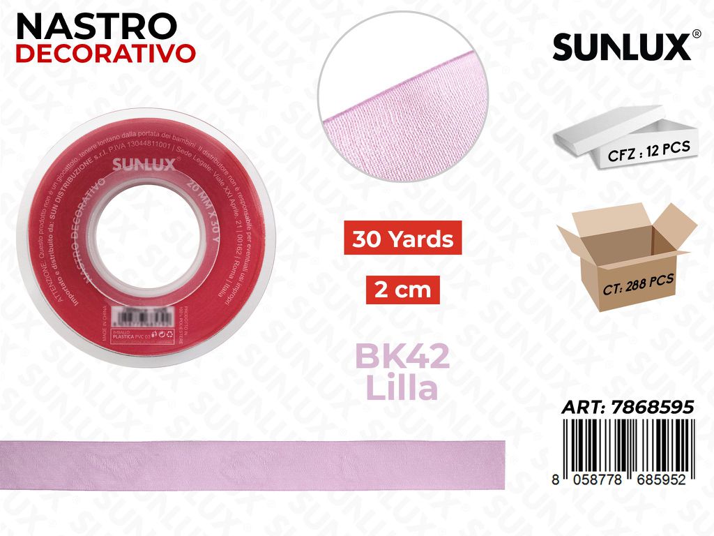 Nastro Decorativo Org. BK42 Lilla 30Y*2CM