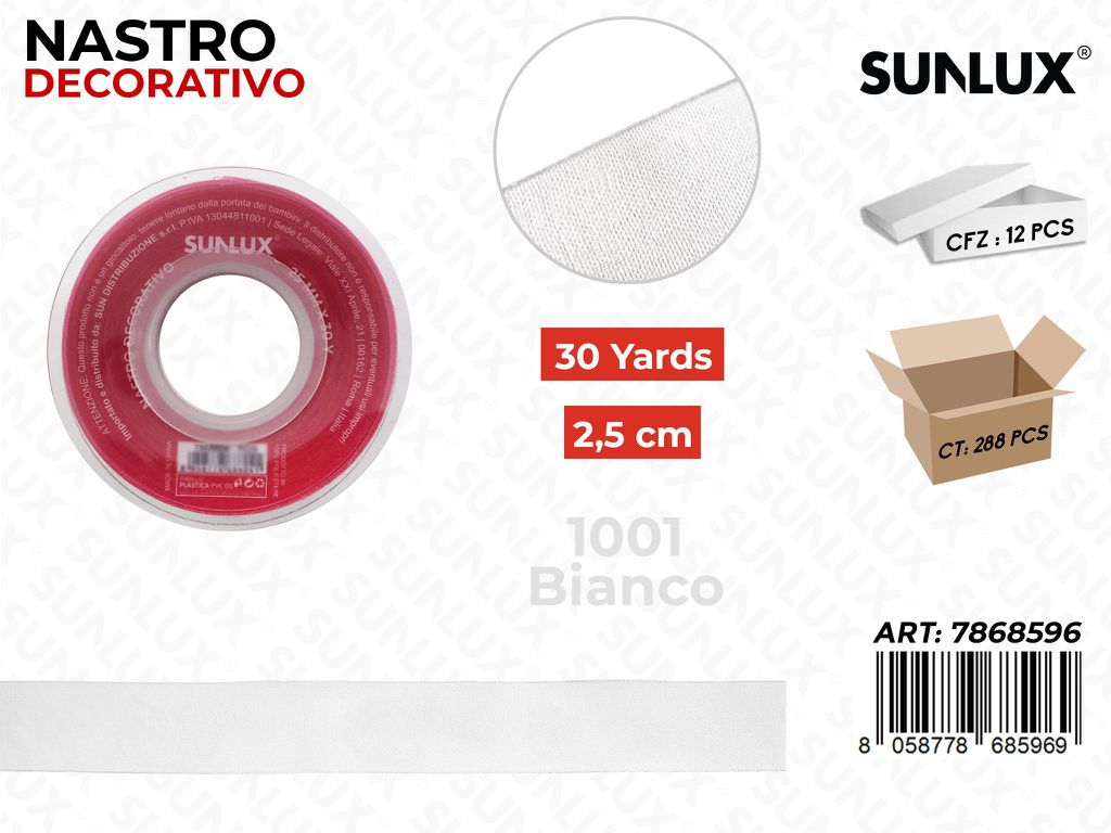 Nastro Decorativo Org. 1001 Bianco 30Y*2.5CM