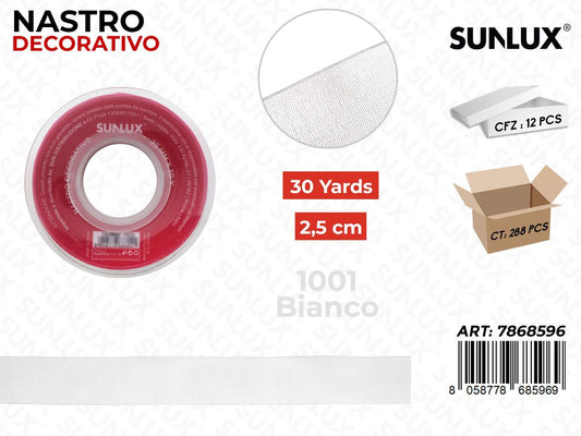 Nastro Decorativo Org. 1001 Bianco 30Y*2.5CM