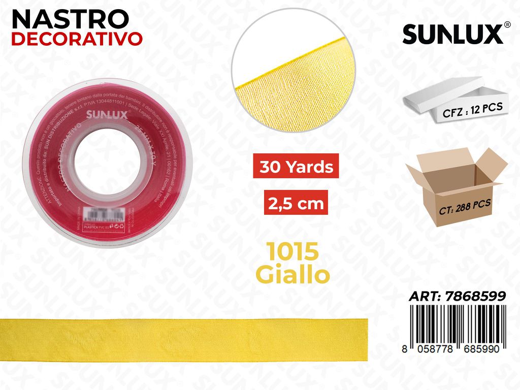 Nastro Decorativo Org. 1015 Giallo 30Y*2.5CM