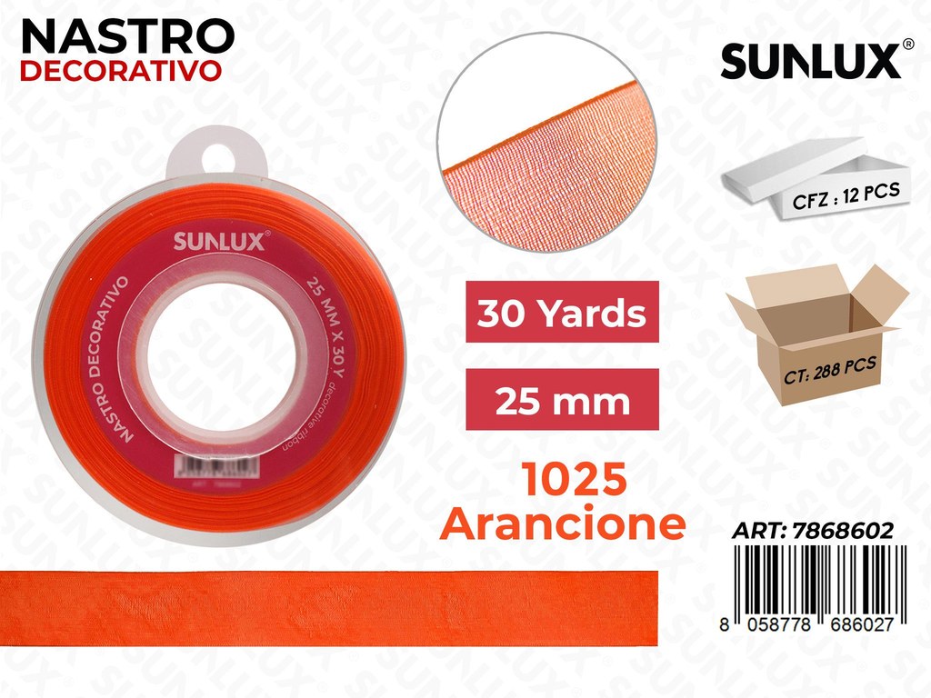 Nastro Decorativo Org. 1025 Arancione 30Y*25MM