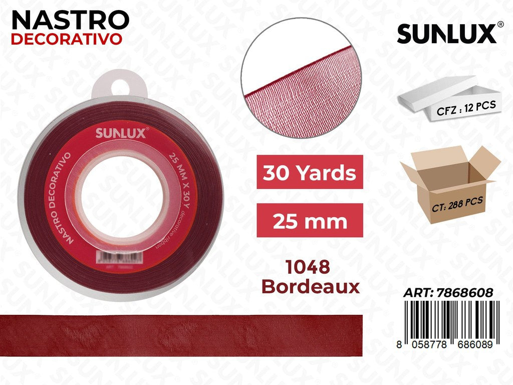 Nastro Decorativo Org. 1048 Bordeaux 30Y*25MM