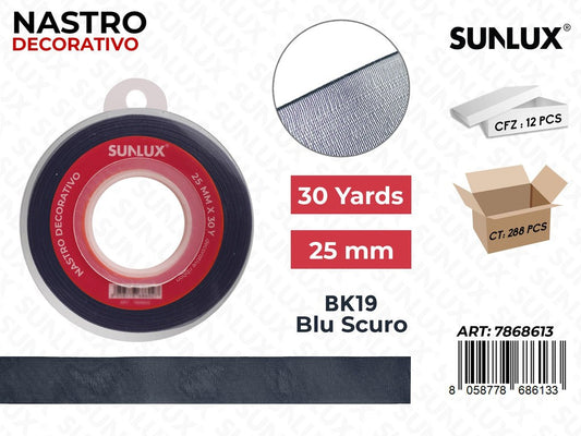 Nastro Decorativo Org. BK19-081 Blu Scuro 30Y*25MM