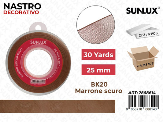 Nastro Decorativo Org. BK20-032 Marr. Scuro 30Y*25MM
