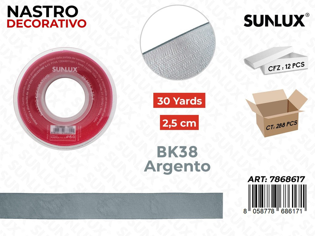 Nastro Decorativo Org. BK38 Argento 30Y*2.5CM