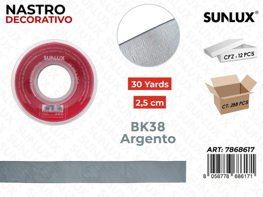Nastro Decorativo Org. BK38 Argento 30Y*2.5CM