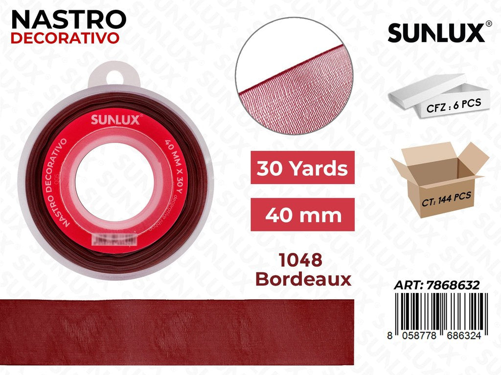 Nastro Decorativo Org. 1048 Bordeaux 30Y*4CM