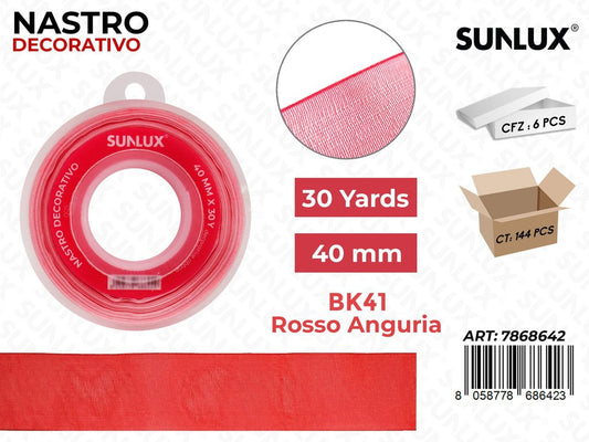 Nastro Decorativo Org. BK41-260 Rosso Anguria 30Y*4CM