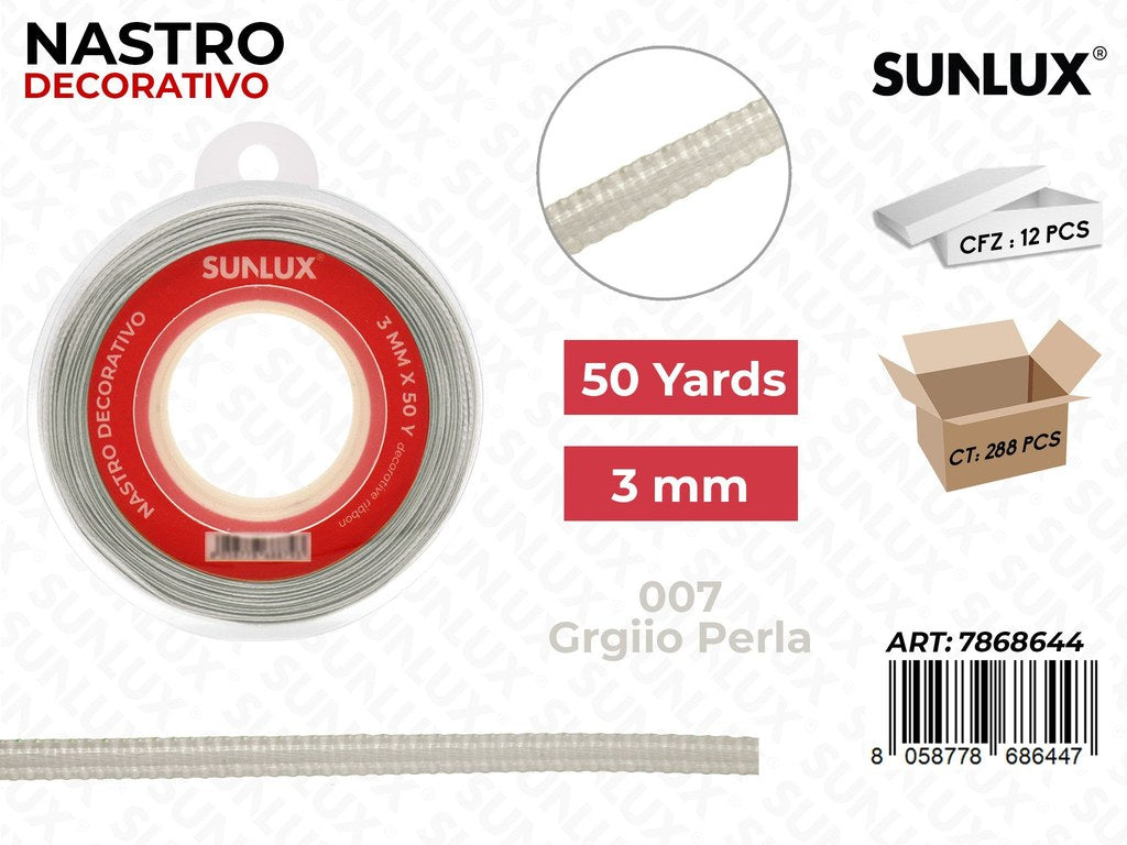 Nastro di Raso 007 Grigio Perla 50Y*0.3CM