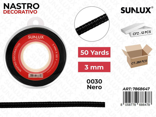 Nastro di Raso 0030 Nero 50Y*0.3CM