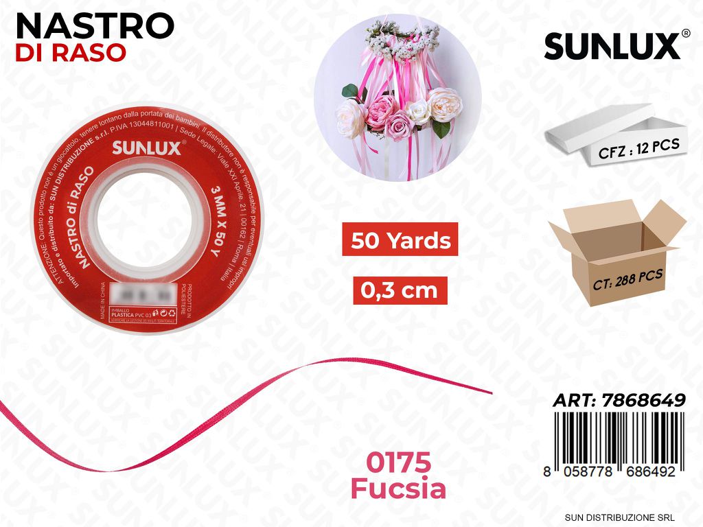 Nastro di Raso 0175 Fucsia 50Y*0.3CM
