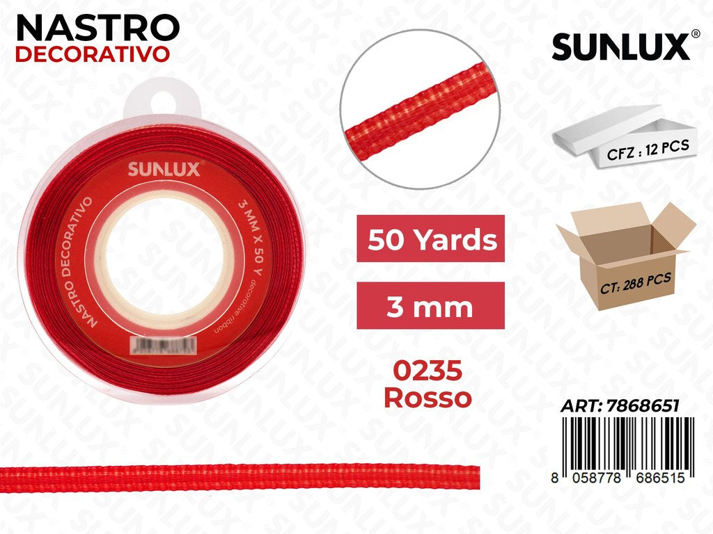 Nastro di Raso 0235 Rosso 50Y*0.3CM