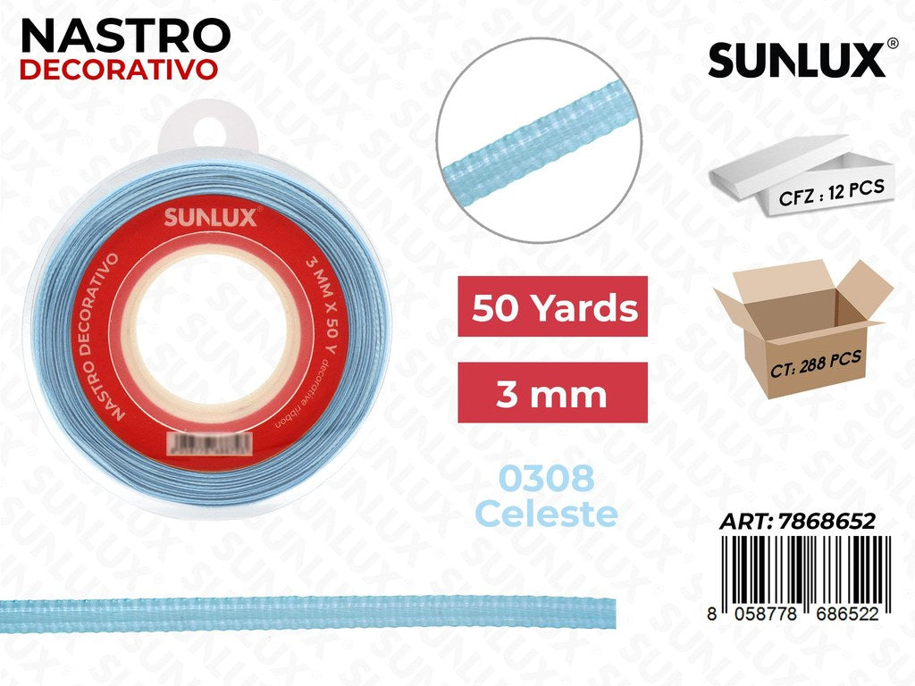Nastro di Raso 0308 Celeste 50Y*0.3CM