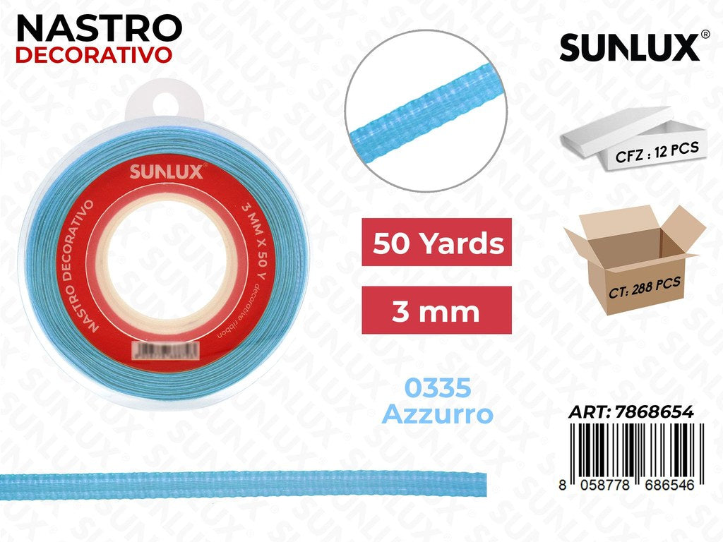 Nastro di Raso 0335 Azzurro 50Y*0.3CM