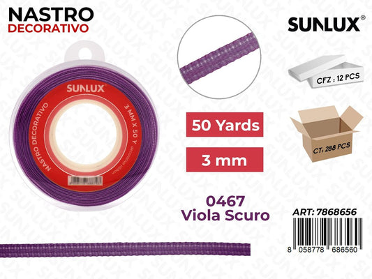 Nastro di Raso 0467 Viola Scuro 50Y*0.3CM
