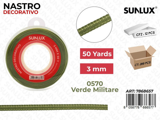 Nastro di Raso 0570 Verde Militare 50Y*0.3CM