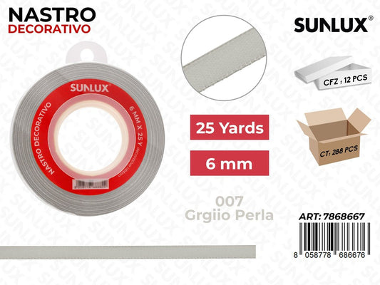 Nastro di Raso 007 Grigio Perla 25Y*0.6CM