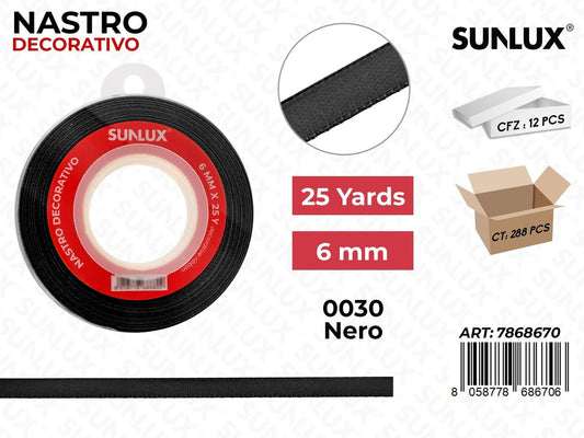 Nastro di Raso 0030 Nero 25Y*0.6CM