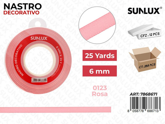 Nastro di Raso 0123 Rosa 25Y*0.6CM