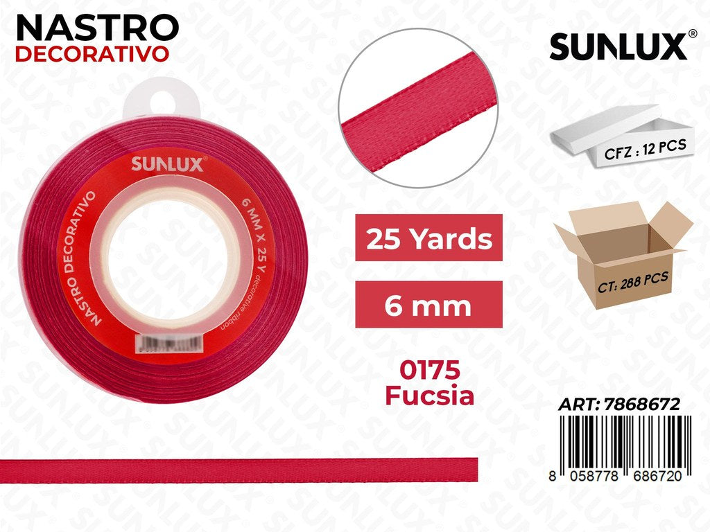 Nastro di Raso 0175 Fucsia 25Y*0.6CM