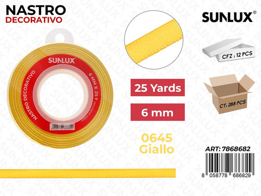 Nastro di Raso 0645 Giallo 25Y*0.6CM