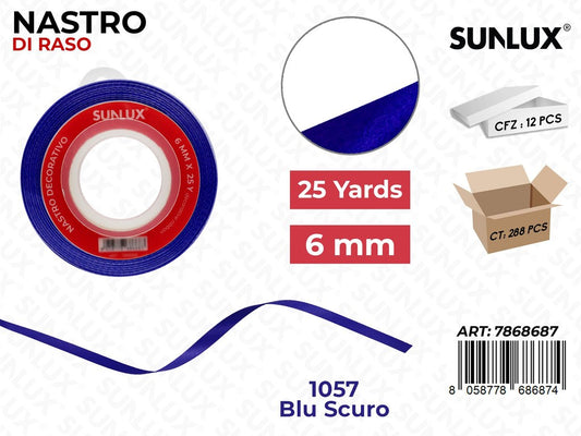Nastro di Raso 1057 Blu Scuro 25Y*0.6CM