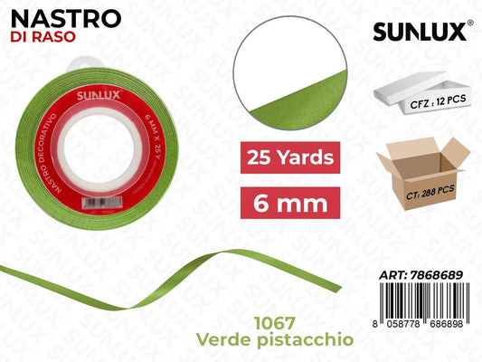 Nastro di Raso 1067 Verde Pistacchio 25Y*0.6CM