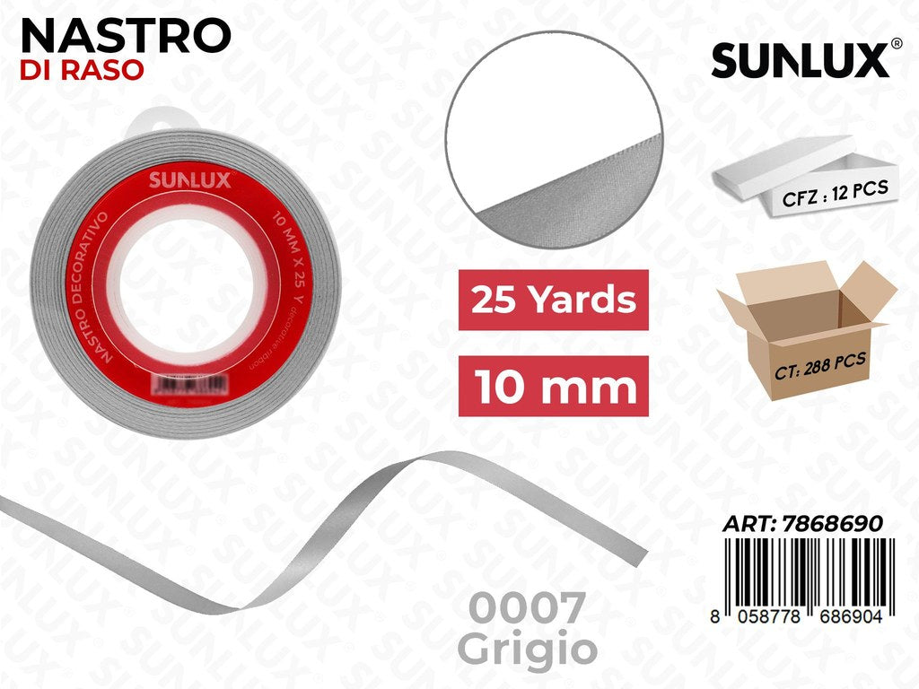 Nastro di Raso 007 Grigio 25Y*1CM