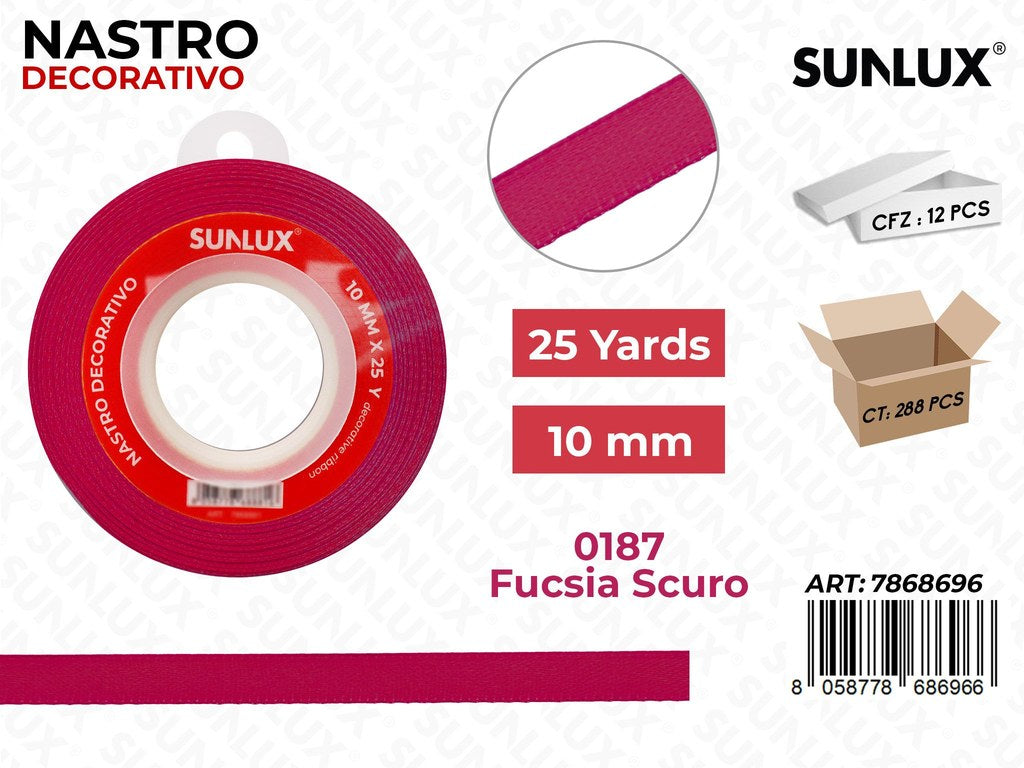 Nastro di Raso 0187 Fucsia Scuro 25Y*1CM
