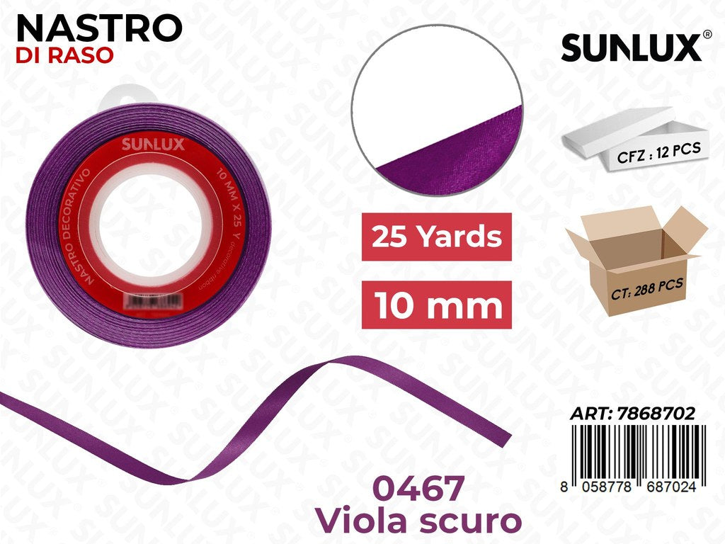 Nastro di Raso 0467 Viola Scuro 25Y*1CM