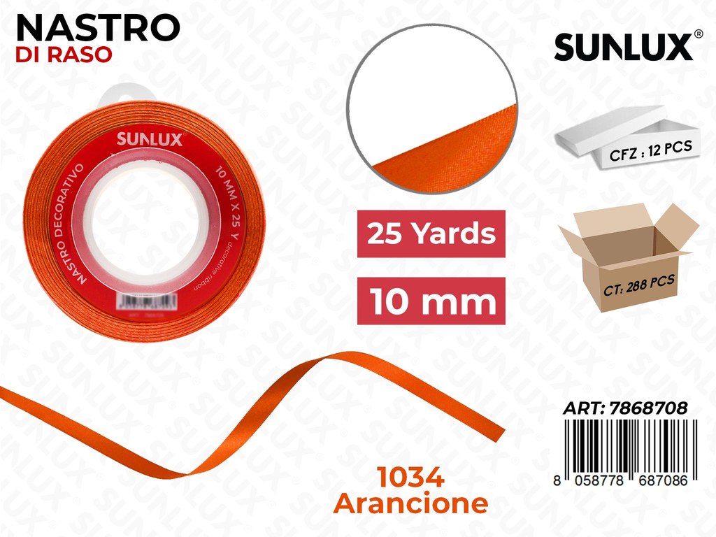 Nastro di Raso 1034 Arancione 25Y*1CM