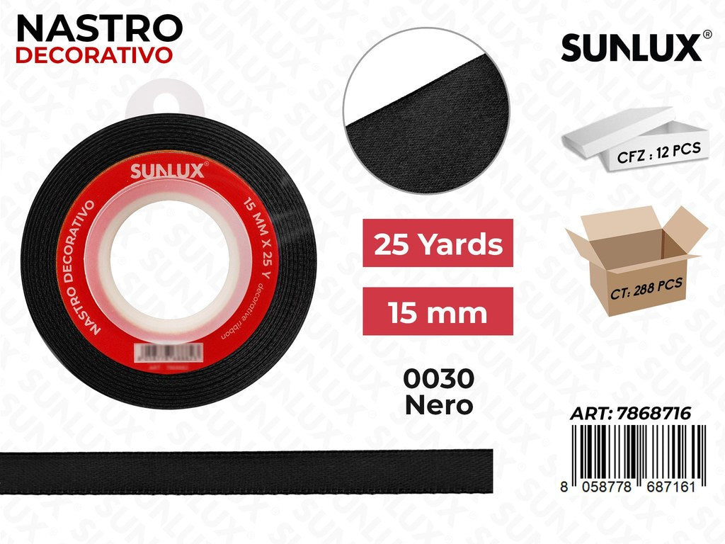 Nastro di Raso 0030B Nero 25Y*1.5CM