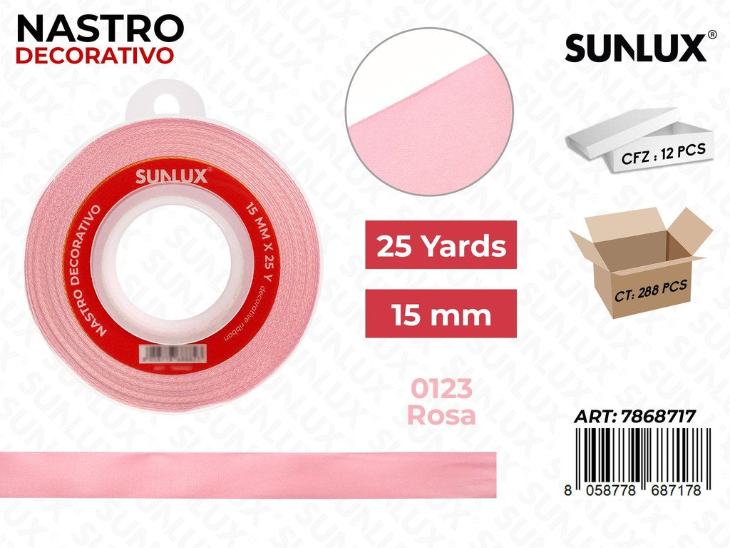 Nastro di Raso 0123 Rosa 25Y*1.5CM